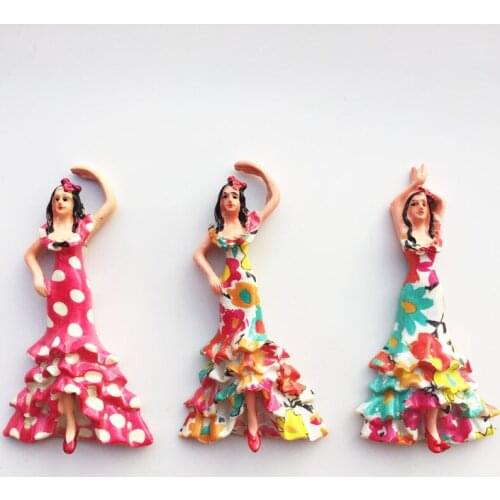 QIQIPP Spain creative tourist souvenir Flamingo dancing girl magnet refrigerator collection decorative hand gift