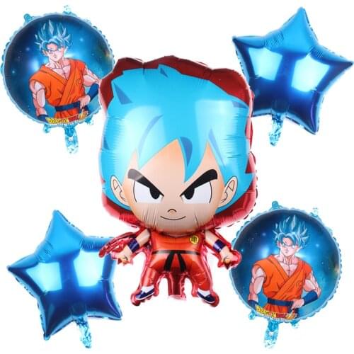 5pcs Wukong Foil Balloons Cartoon Dragon Ballons Happy Birthday Japan Anime Party Decorations Kids Boys Hero Toys Air Globos