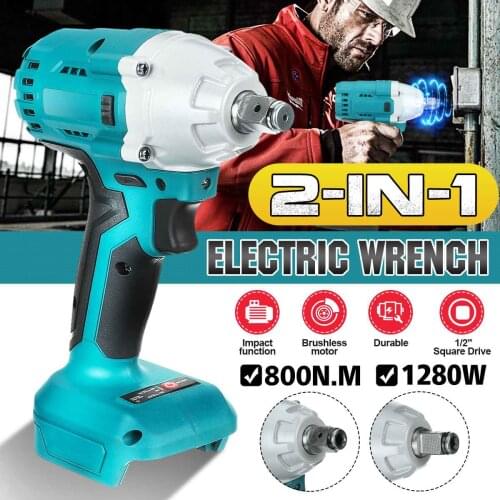 BLMIATKO 800N.m 18V Brushless Impact Electric Wrench Screwdriver Rechargeable 1/2 Socket Wrench Power Tools For Makita Battery