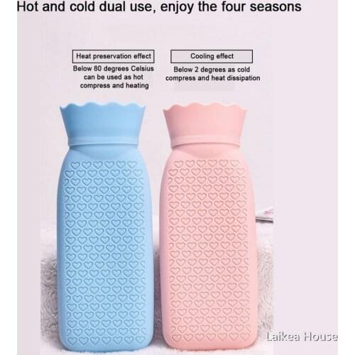Silicone Water-Filled Hot Water Bottle Gift Hand Warmer Heating Bag With Woolen Hot Water Bag For Winter Warm Accessories