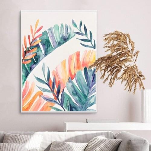 Nordic Plants Watercolor Leaf Canvas Painting Posters and Print Wall Art Pictures for Living Room Bedroom Dinning Modern Decor