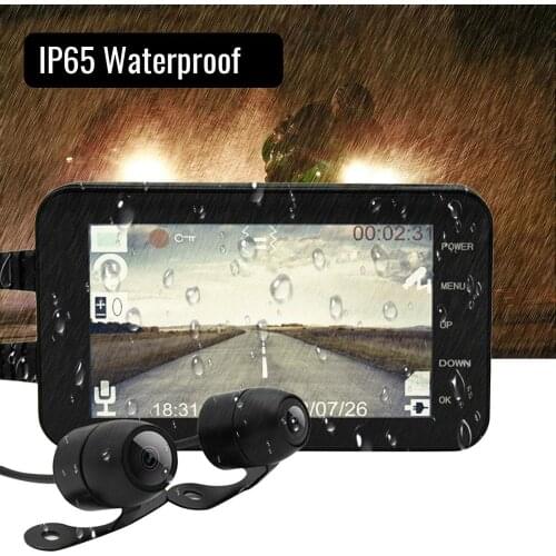 WiFi Motorcycle DVR Driving Video Recorder With 32GB Card Front & Rear Camera Dash Cam 4inch 1080P(Front)/720P