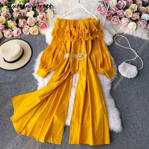 Women Tops Autumn French Retro Off Shoulder Fashion Ruffled Ladies Tops Long Sleeve Shirt Women Sexy Blouse Female Luxury 2021