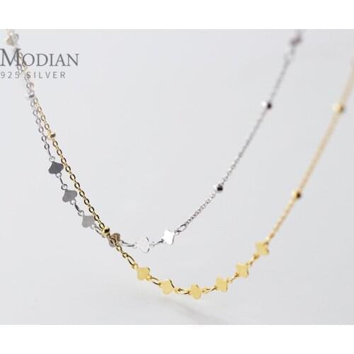 MODIAN Gold Color Irregular Hearts Beads Pendant Necklace for Women 925 Sterling Silver Short Necklace Fine Jewelry Girl Gift