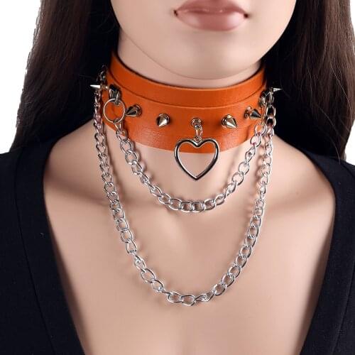 Punk Style Women Choker Collar Necklace Gothic Chocker Necklace Round Spike Collar Pendant Jewelry For Women Birthday Party Gift