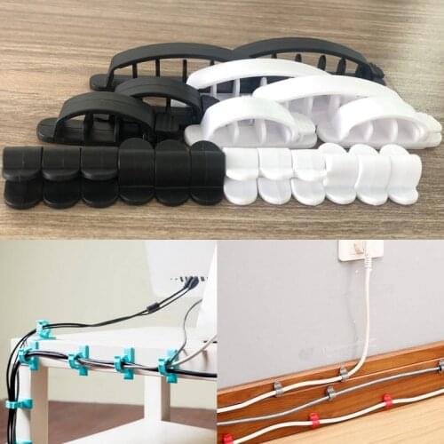 10 Wire Management Clips Desktop Winder Plastic Cable Organizer Cable Holder Cable Winder USB Cable Sleeve