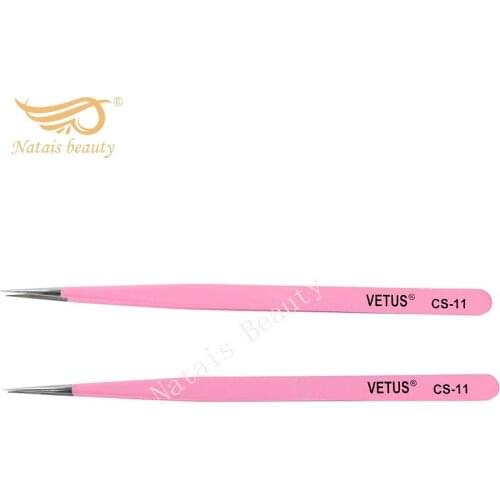 10pcs/lot Vetus CS-11 Precision Tweezers Stainless Steel Eyelash Tweezers Free Shipping