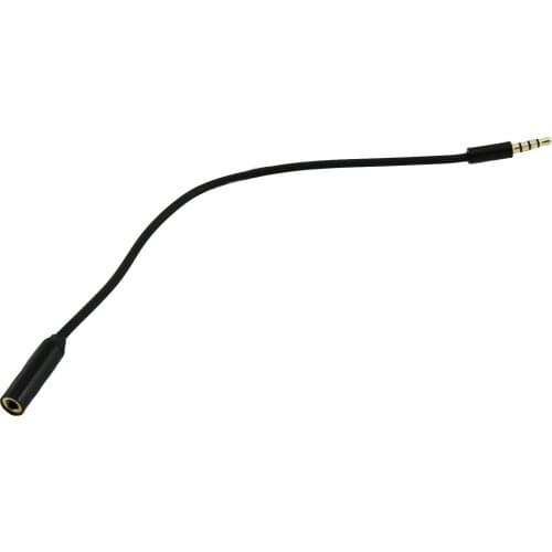 1x 3.5mm 4 Pole 3 Ring 1/8" Male to Female Jack M/F TRRS Audio Aux Adapter Convertor Cable Cord Black 20cm