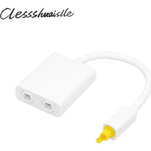2port Toslink Digital Optical Audio Splitter Adapter Fiber Optic Audio Cable 1 In 2 Out White