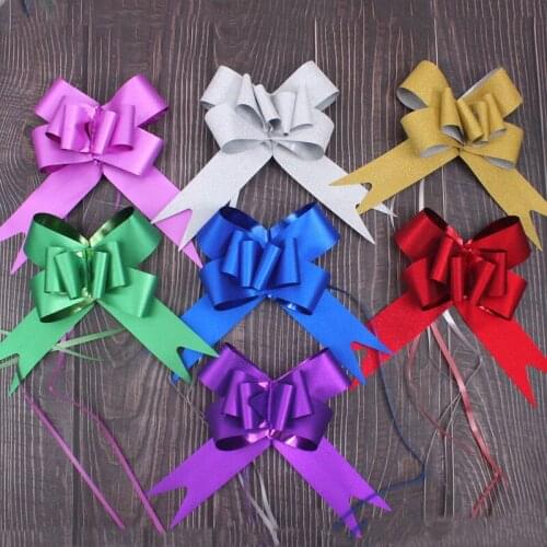 50/100Pcs 4.5cm Pull Bow Gift Ribbons Flower Wrappers for Wedding Decor Happy Birthday Party Decoration Gifts Box
