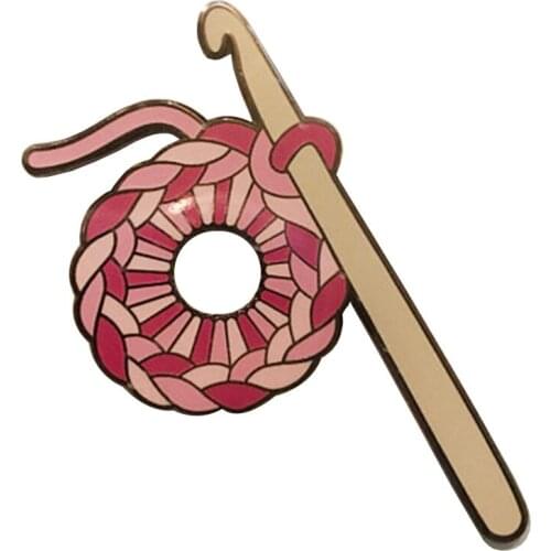 Crochet Get Hooked Enamel Pin Carfty Brooch Yarn Badge perfect affinity addition