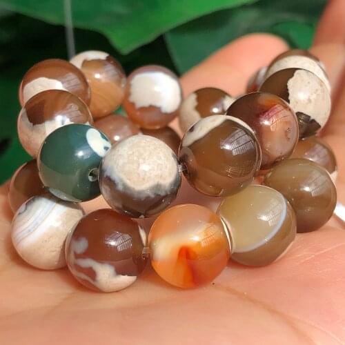 Natural Stone White Brown Fire Agates Onyx Beads Loose Spacer Beads For Jewelry Making Diy Handmade Bracelet 6/8/10MM 1 Strand