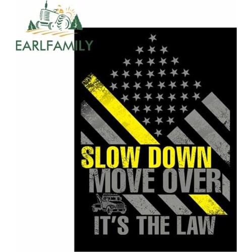 EARLFAMILY 13cm x 12.9cm For SLOW DOWN MOVE OVER Sign Cartoon Decal Personality Car Stickers Fashion Sunscreen Decoration