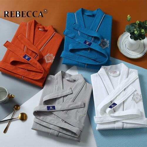 New Spring Summer Cotton Waffle Bathrobe For Men Women Couples Absorbent Home Hotel Bath Robes Male Kimono Royal Classic