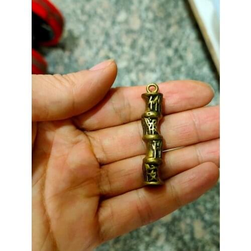 CHINA antique brass fengshui Bamboo small Statue Metal crafts family decorations Necklace pandent