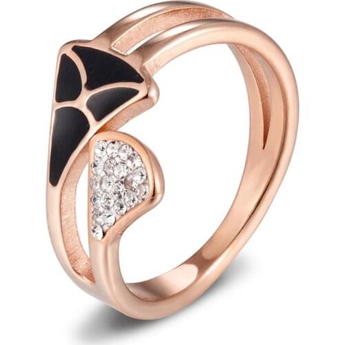 Classic Geometric Wedding Women Stainless Steel Ring CZ Stone Simple Finger Rings Delicate Female Engagement Crystal Jewelry