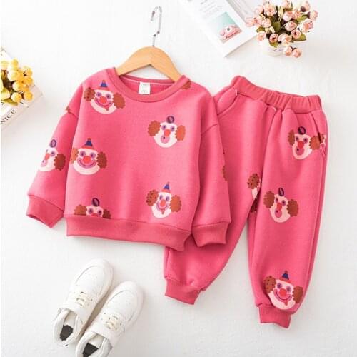 Toddler Girls Clothing Sets Autumn Winter Thicken Cartoon Print Pants Kids Tracksuit 2 3 4 5 6 Years Children Sport Suits 2020