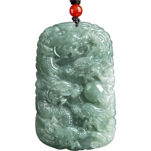 Natural 7A Myanmar jade Hand-Carved 9 dragon green jade pendant jade necklace men women pendants jade jewelry