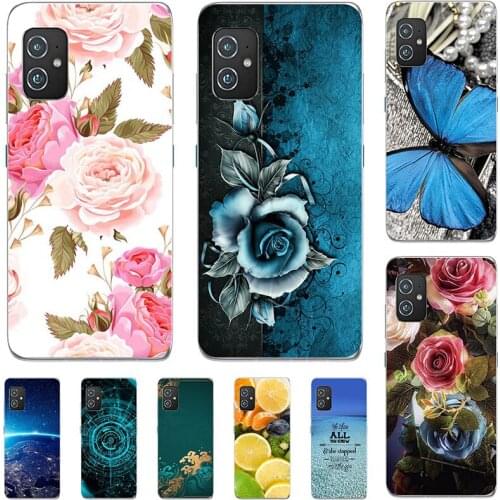 Fashion Flower Case For ASUS Zenfone 8 ZS590KS 5.9" Cover Soft Silicone Cat Printing Capa Back Coque