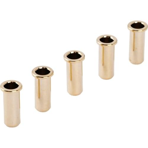 Musiclily Pro 25.5mm Brass Bass String Ferrules Bushings Through Body for Jazz Bass/Precision Bass, Gold (Set of 5)