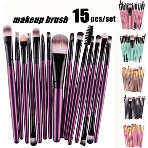 15Pcs Makeup Brushes Set Eye Shadow Foundation Powder Eyeliner Eyelash Lip Make Up Brush Cosmetic Beauty Tool Kit