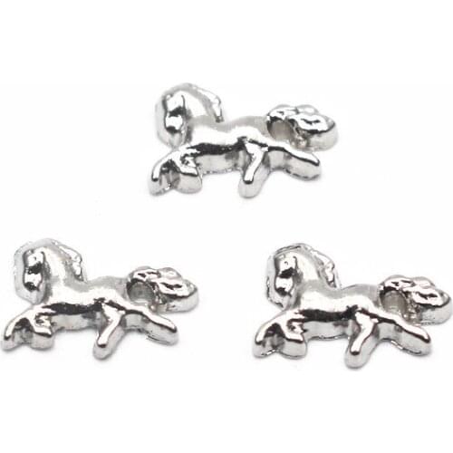 New Arrived 10pcs/lot Silver Horse Floating Charms For Living Glass Floating Lockets Bracelet DIY Jewelry Making