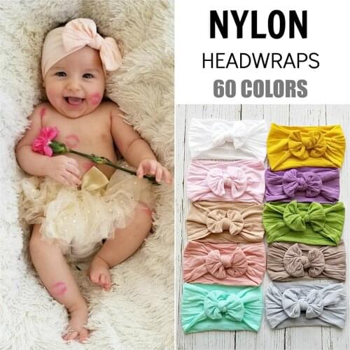 New Soft Baby Girl Bow Headbands Kids Strethcy Headwraps 0-7T Children Solid Color Headwears Toddler Hair Accessories