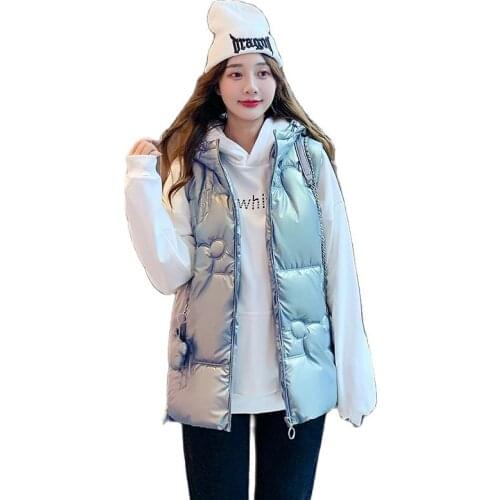 New Products Womens Vest Casual Large Size Shiny Feather Jackets For women 2021 Autumn And Winter Korean Fashion Vest Waistcoat