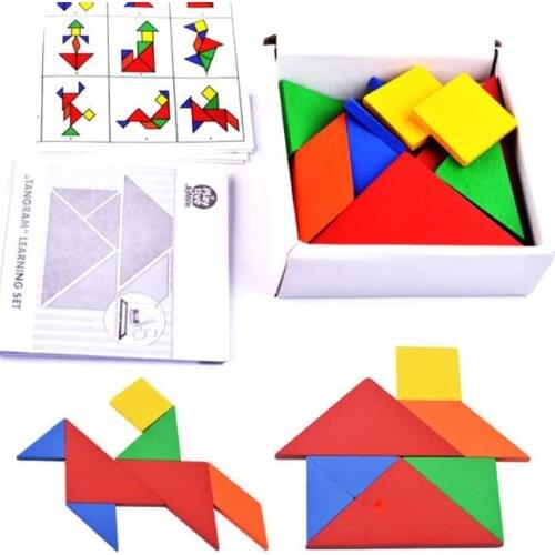 32 Piece Color Changed DIY Jigsaw Puzzle Toys Wooden Children Educational Toys Baby Play Junior Tangram Learning Set