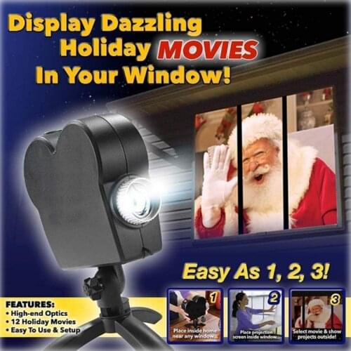 Christmas Halloween Window Projector Light 12 Movies Festival LED Projection Decoration Spotlight for Outdoor Party Supplies