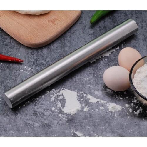 Stainless Steel Fondant Rolling Pin Baking Rough Clay Pizza Pasta Roller Non Stick Cake Accessories SN2341