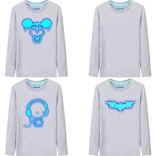 3D Print Luminous T shirt Boys Girls Casual Cotton Long Sleeve Tops Tee Funny Children Costume Fashion Christmas Kids Clothing