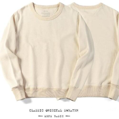 Vintage Hoodie Men Embryo Color O-Neck Harajuku Sweatshirt Sudadera Hombre Long Sleeves Cotton Mens Pullover Hoodies Streetwear