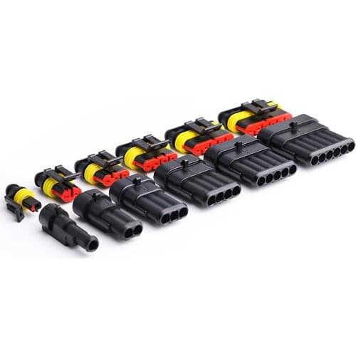 Waterproof 1/2/3/4/5/6 Pin Way AMP Seal Electrical Wire Connector Plug 1.5mm Crimp Terminals for Automotive Car Truck Wiring