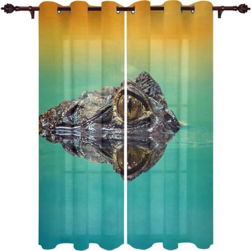 Patio Curtain Pond Crocodile Eyes Indoor Living Room Bedroom Kitchen Outdoor Drape For Porch Gazebo Pergola Canopy Beach