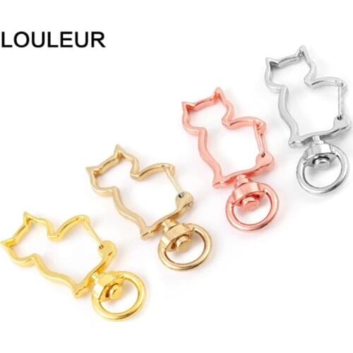 10pcs Cute Animal Cat Kitten DIY Accessories Lobster Clasp Jewelry Findings Key Chain Key Ring keychain Rhodium Gold Wholesale