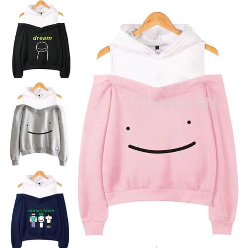 Dream Smp Dreamwastaken Women Hoodie Sweatshirt Harajuku Streetwear Hip Hop Long Sleeve Sexy Off Shoulder Fleece Hooded Jacket