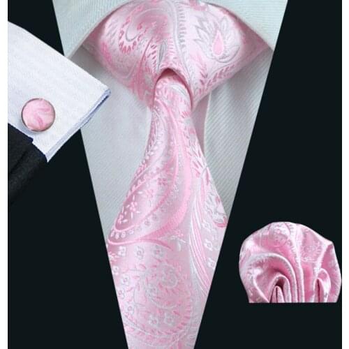 LS-436 Hot New Men`s Tie Paisley Business 100% Silk Jacquard Woven Gravata Tie Hanky Cufflink Set For Men Formal Wedding Party