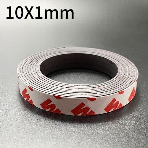 1Meter/lot Rubber Magnet 10*1 20*1 30*1 mm self Adhesive Flexible Magnetic Strip Rubber Magnet Tape width 10mm/20mm/30mm