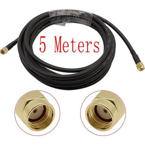 1Piece 5 Meters Low Loss RP SMA Male Plug to RP SMA Male Plug Extension RG58 Coaxial Cable Wire Connector