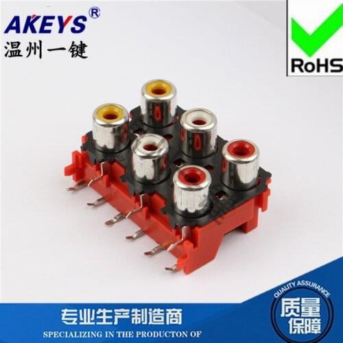 1 Pc AV6.8.4-13 lotus seat AV core socket 9 foot RCA seat single hole PCB welding audio video socket