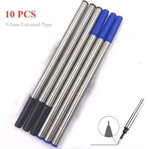 10pc Wholesale imported ink pen refills 0.5mm water refill black orbs blue metal refill