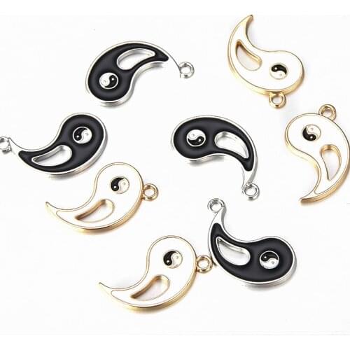 10pcs Tai Chi Gossip Black With White Yin Yang Pendant Banish Bad Luck Charm Jewelry Lovers Valentines Gift For Friends Couples