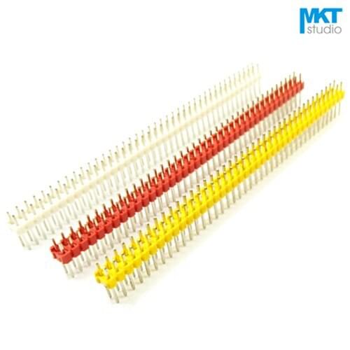 100Pcs Colorful Gold Plated 2x40P 2.54mm Pitch Double Row PTH Male Pin Header For Arduino Red Yellow Blue Green White Black