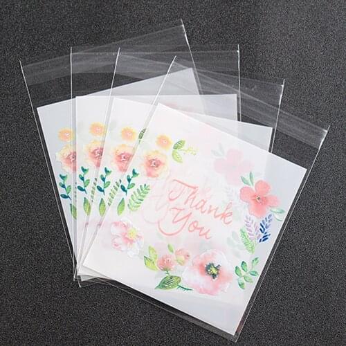 100Pcs Transparent Sack Gift Bags Plastic Pouch Thank You Bag Christmas Food Organizer Cookie Package Storage Home Decoration