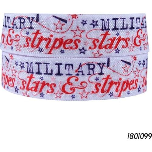 50 yards/lot) Free shipping red and blue letters printed fold over elastic ribbon for July. 4th