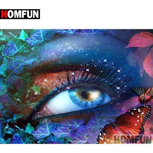 HOMFUN Full Square/Round Drill 5D DIY Diamond Painting "butterfly eye" 3D Diamond Embroidery Cross Stitch Home Decor A19326