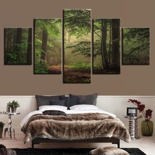 5D Diy diamond painting Modern Home Living Room 5Pieces Green Forest Scenery mosaic diamond embroidery landscape stickerZP-3156