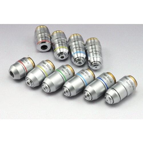 Biological Microscope Plan Objective Lens 4X 10X 20X 40X 60X 100X RMS Thread 160/0.17