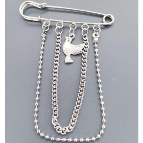 Japan And South Korea Punk Tide Cool Chain Pin Brooch 2021 Street Fashion Metal Decoration Punk Hip Hop Clothing Men Accessories